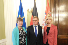 28 August 2018 The Head of the PFG with Germany Vesna Markovic and European Integration Committee Deputy Chairperson Elvira Kovacs in meeting with Bundestag member Dr Johann Wadephul